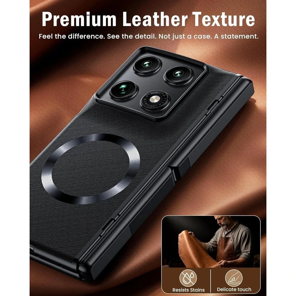 Motorola Razr Fold 2026 Leather MagSafe Case Invis Ring Stand Hinge Protection
